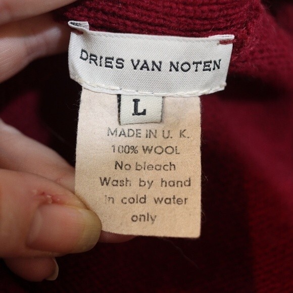 Dries Van Noten Vintage Red Wool Long Duster Cardigan Sweater Coat LG Bohemian - Picture 7 of 16